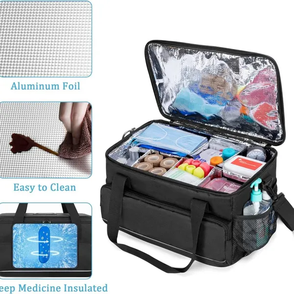 Big Insulated Medical Bag With Adjustable Dividers, Easy Clean Trauma Bag, Medicine Supplies Storage Bag photo-5