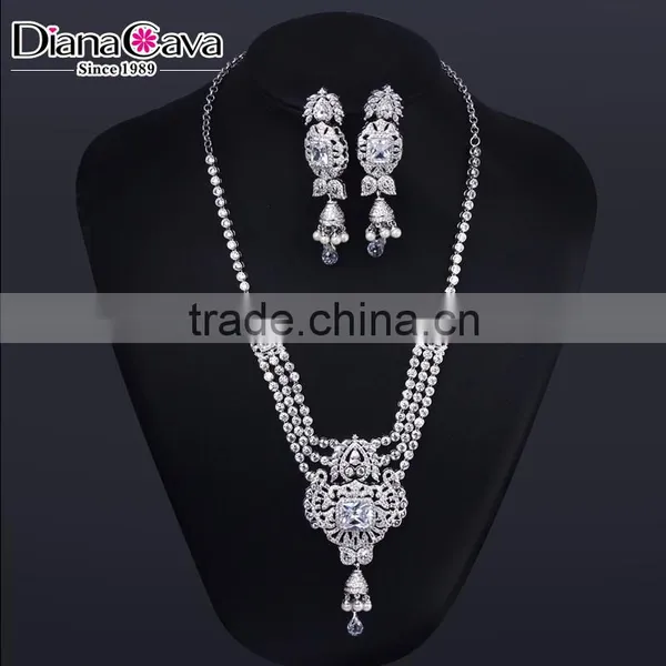 Newest Trending Item African Look Wedding Luxury Set CZ Pearl Jewelry Set