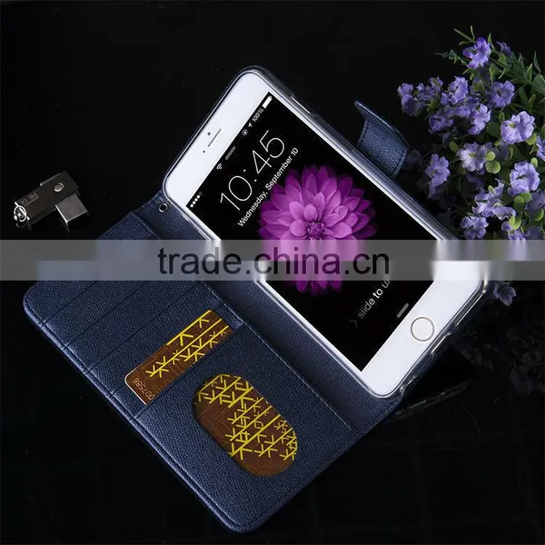 PU Flip Leather Case With Card Slot, Fashion Wallet Dairy Cover Case With Factory Price For IPhone 6 Plus photo-3