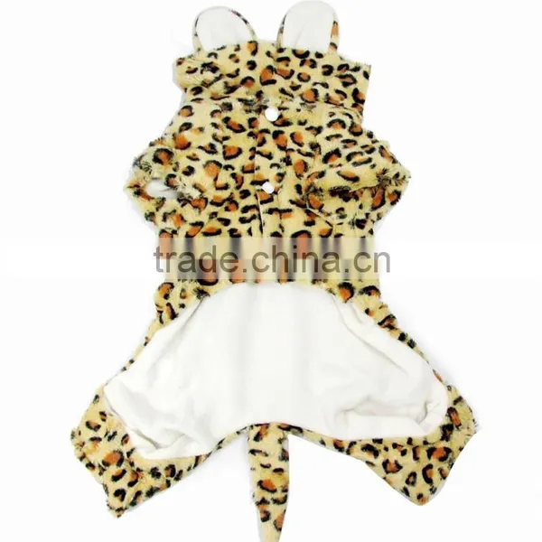 Hot Selling Autumn Winter Double Layer Velveteen Fleece Four Legs Style Leopard Pet Overcoat Dog Apparel photo-3