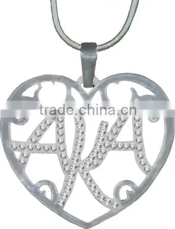 AKA Sorority Greek Letter Heart Neckalce Jewelry photo-2