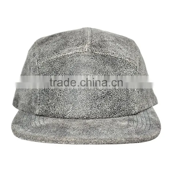 Fashion Leather Distressed Grey 5 Panel Cowboy Hat Cheap photo-3