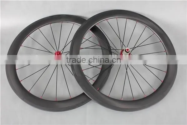 Full Carbon Fiber Road Bike Wheelset Red R13 Hubs Carbon Bike Wheels W56T photo-2