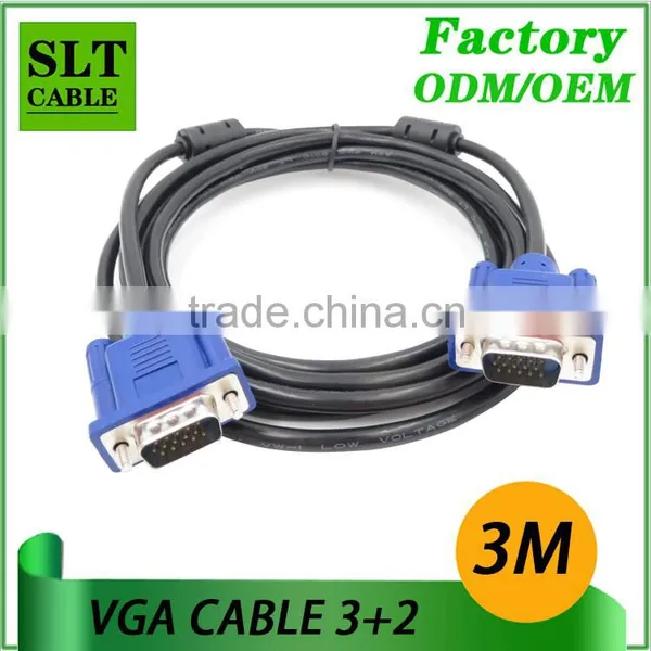 SLT High Quality 3M 3+2 VGA Male to VGA Male Cable 15pin for Computer Monitor Projector Laptop Hdtv LCD Etc Multimedia
