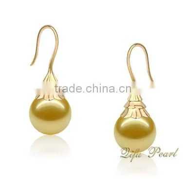 14K Gold Earring Findings With South Sea Pearl photo-2