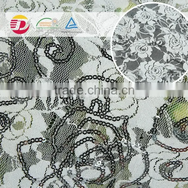 Wholesale Spandex High Quality Embroidery Sequins White Lace for Dress photo-4