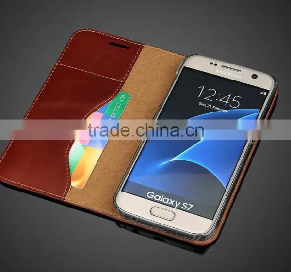 SSZ Luxury Oil Wax Grain Leather Case for Samsung Galaxy s7 Wallet Holder Case With Card Slot for s7 photo-5