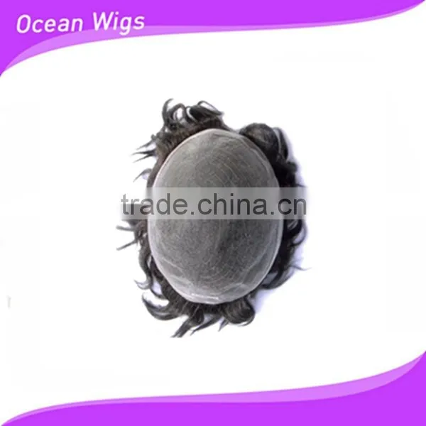 4 Inches Natural Wave Indian Cheap Remy Hair Men's Toupee Piece Full PU Toupee With Chinese Hair