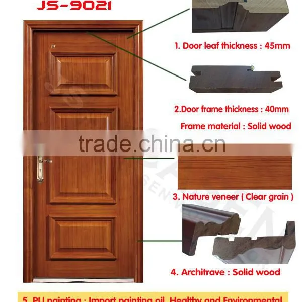 China Factory Direct Sale HDF Wood Mutil Panels Swing Entry Door photo-4