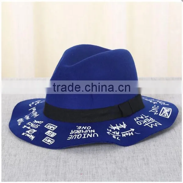 New Wholesale Fashion Imtation Wool Fedoras Hat With Ribbon for Adult photo-2