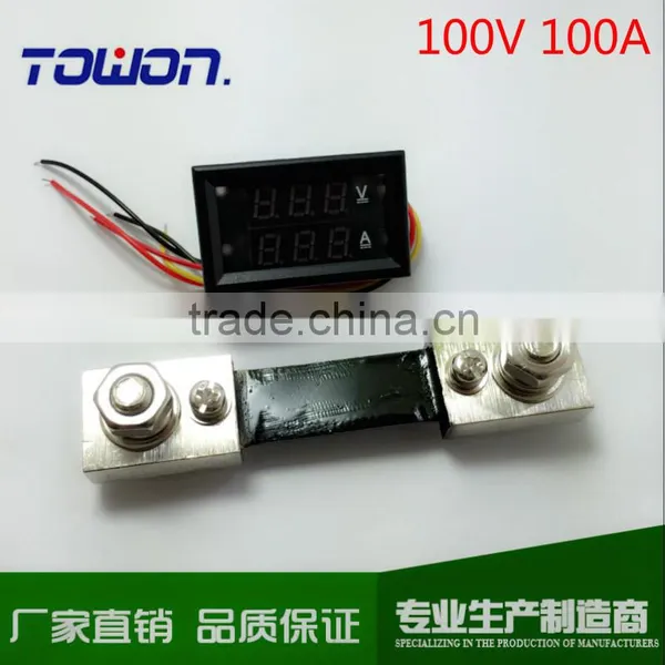 Dual LED Digital Voltmeter Ammeter Amp Volt Meter + Current Shunt DC 100V 100A photo-5
