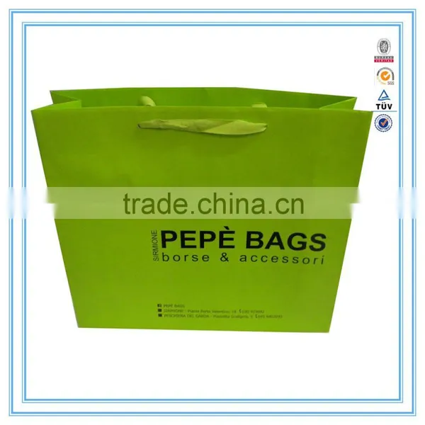 2015 Wholesale Custom Green Paper Shopping Bag Custom Paper Gift Bag photo-2