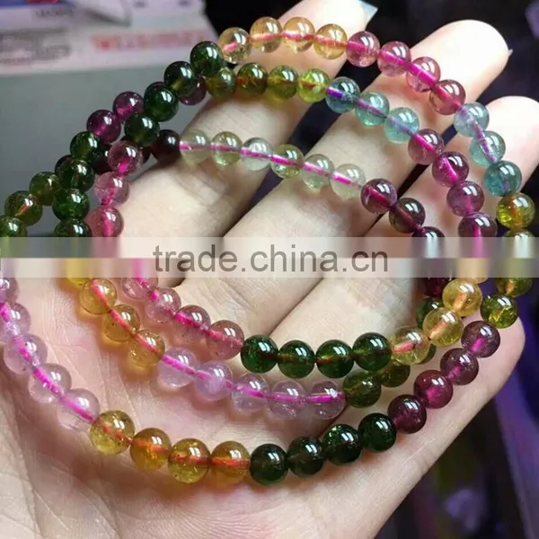 Gemstone Bracelet Three Rings Natural Tourmaline Bracelet Hand on Multi Ring Multilayer Fashion of Multicolored Jewelry photo-2