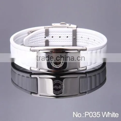Noproblem P035 FDA Cool Man Germanium Scalar Charm Power Tourmaline Stainless Silicone Fashion Health Bracelet photo-5