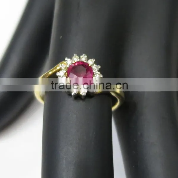 Gold Ruby Diamond Ring 2.450 Grams 0.46cts Ruby 0.15cts Diamond photo-4