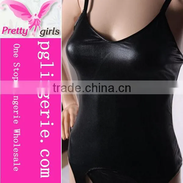 TOP Quantity Faux Leather Lingerie Zipper Jumpsuit photo-4