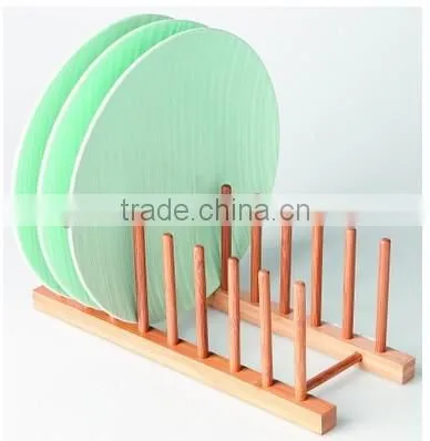 Daily Bamboo Wooden for Color Ceramic Plate Bamboo Rack Stand Holder photo-2