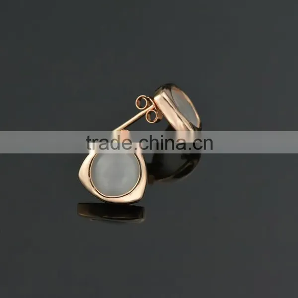 Latest Design Fashion 18 Karat Gold Plated Cat's Eye Stud Earrings photo-5