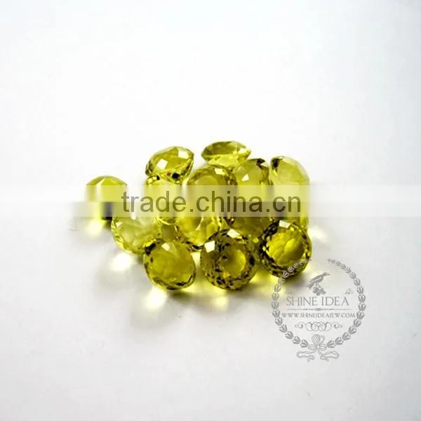 14-14.5mm Round Faceted Cut Natural Lemon Quartz Semi Precious Loose Stone Gemstone Diy Ring,earrings Cabochon 4110103 photo-2