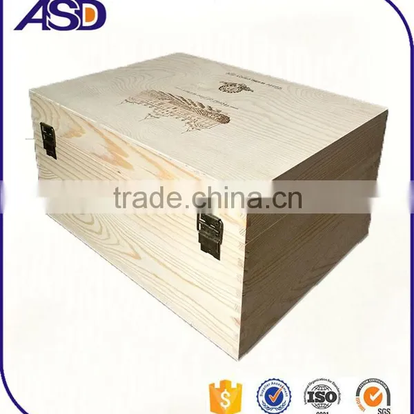 Pine WOOD Wine Box for 6 Bottles Silk Screen Printing photo-2