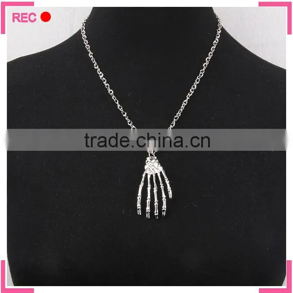 Custom Logo Necklaces Skeleton Hand Pendant, Imitate Silver Chain New Model Necklace photo-3