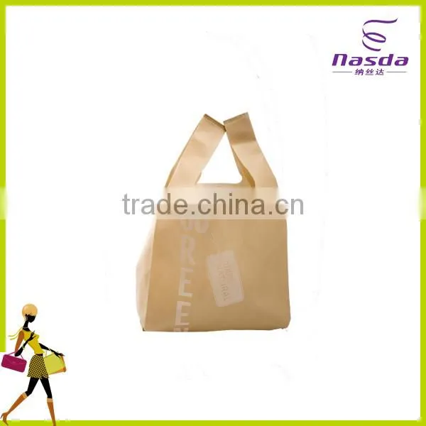 Biodegradable Silk Screen Printing Ultrasonic Hot Stemp Supermarket Shopping Non Woven T-shirt Bag