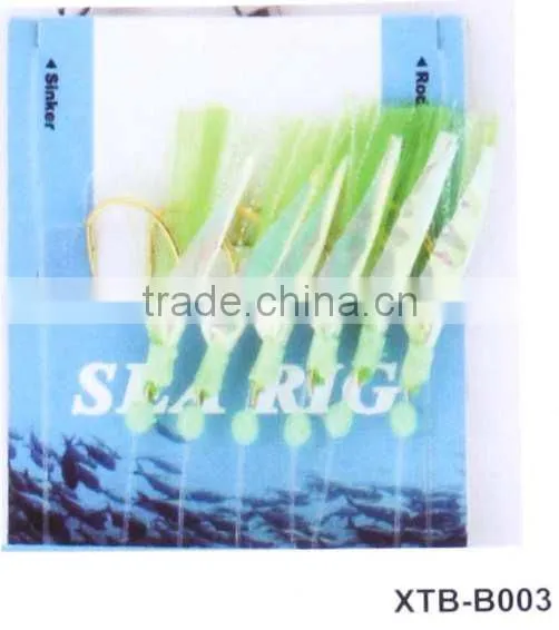 Light Green Feather Fishing Lures Sabiki Sea Rigs