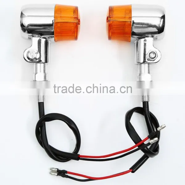 Chrome LED Round Metal Stalk Turn Signals For Dual Sport Cruiser Cafe Racer 2PCS photo-2
