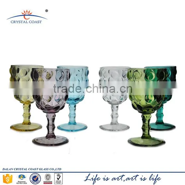 Green Blue Set 6 Bubble Style Vintage Fine Glass Elegant Stemware for Champagne or Cocktail photo-2
