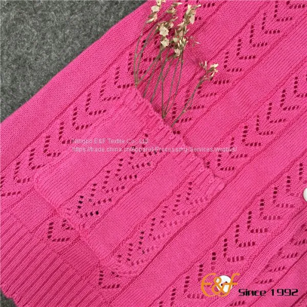 Regular Pointelle Pattern Cardigan Sweater for Girl photo-4