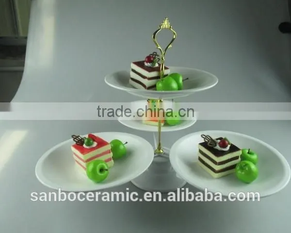 New Design Round & Square 3 PCS Plates One Layer Metal Wedding Cake Stand Wholesale photo-3