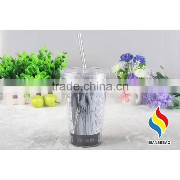 Reusable Double Walled PS/AS Plastic Cups With Lid Straw photo-4