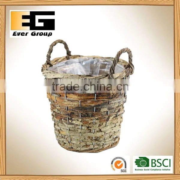 Handle Natural Plant Weaving Flowerpot photo-3