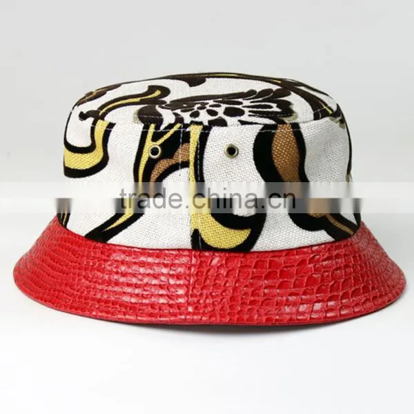 Fashion Ourdoor Sun Hat Bucket Hat With PU Leather Brim photo-2