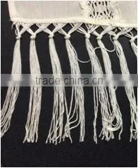 100%RAYON TOP WITH KNOT CUT FRINGE & CLUNY LACE photo-4