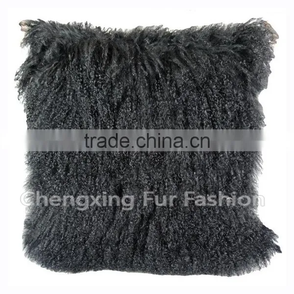 CX-D-04N Wholesale High Quality Best Selling Comfortable Lamb Fur Pillow Genuine Mongolian Sheep Fur Pillows photo-3