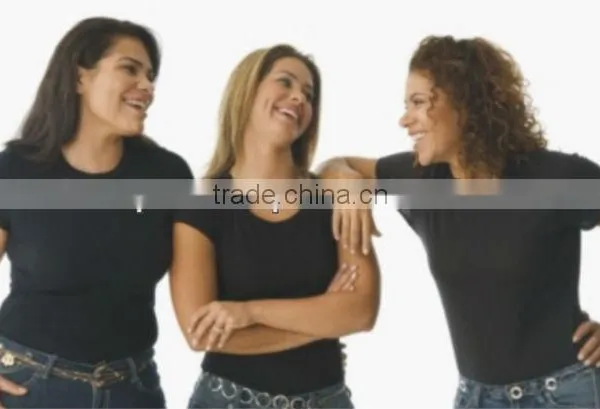 PLAIN WOMEN FITTED BLACK T-SHIRT 100% COTTON