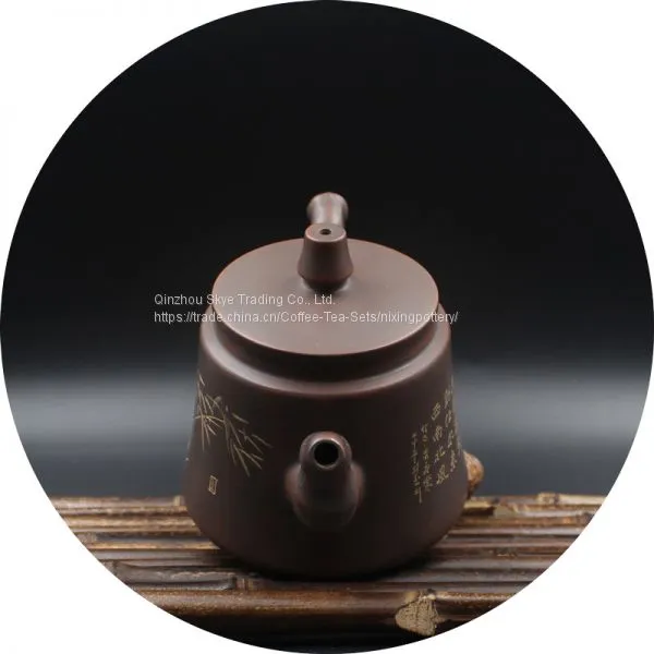 Kung Fu Teapot Bamboo Carving Pure Handmade Tea Pot photo-3