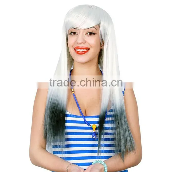 Women Cosplay Colorful Long Hair Wigs Lace Front Wig For Party Funny Female Wigs For Halloween photo-3