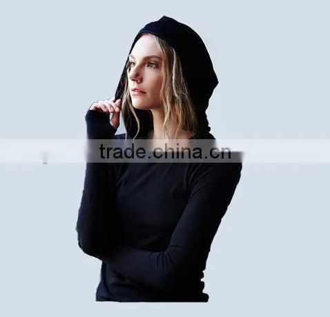 High Quality Custom 100% Cotton Exercise Gym Plain Hoodie With Glove photo-2