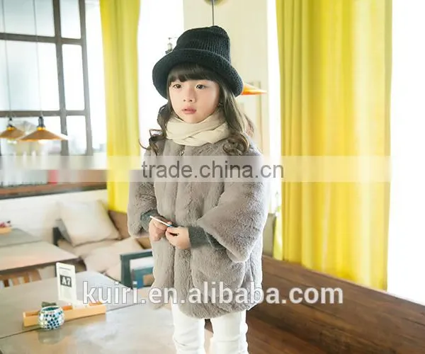 Girls Winter Coats Kids Faux Fur Jackets Children Outerwear Fashion Brand O-Neck Flower Decoration Clothing New 2016 photo-5