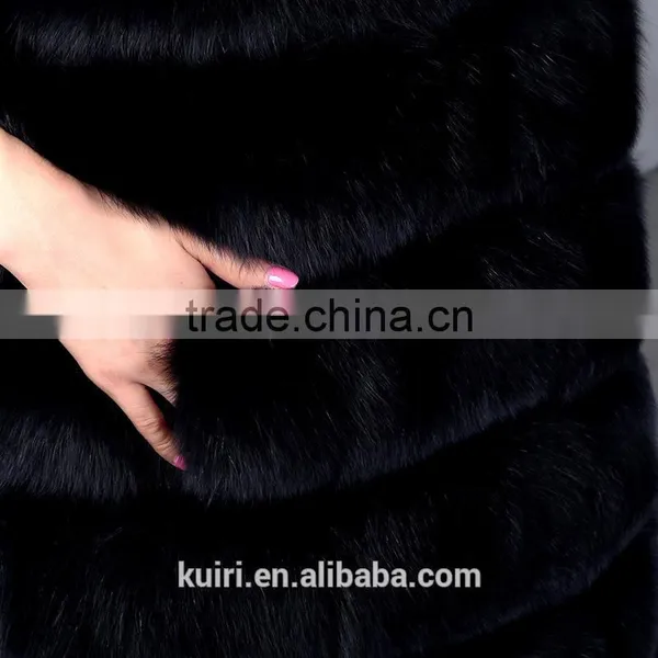 Brand Design 2016real Fox Fur Vest Outerwear Fur Overcoat Long Design O-neck Sweater Vest Waistcoat Women's photo-5
