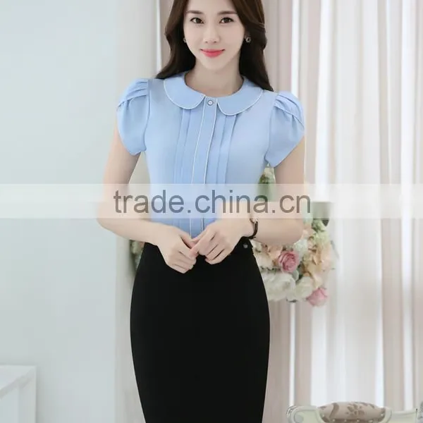 Juqian Brand Fashion Design Short Sleeve New Blouse Summer Ladies Chiffon Shirts photo-4