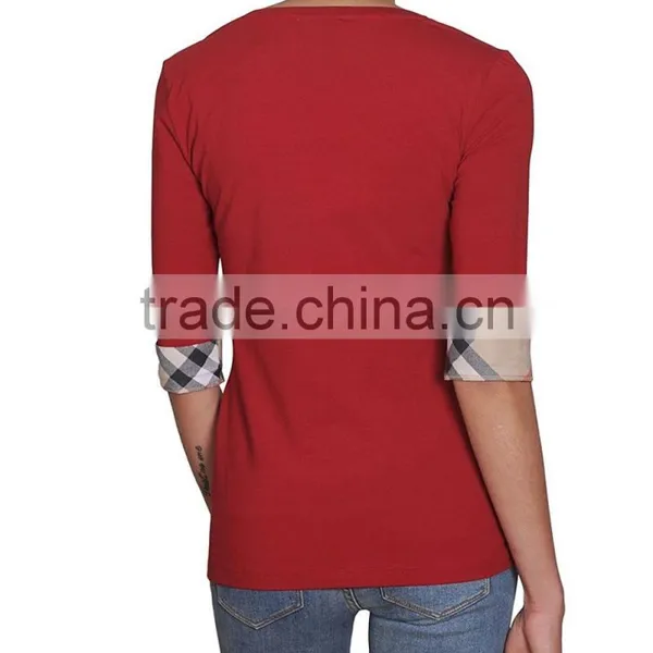 Women's Fashion 100% Cotton Half Sleeve Red Tee photo-2