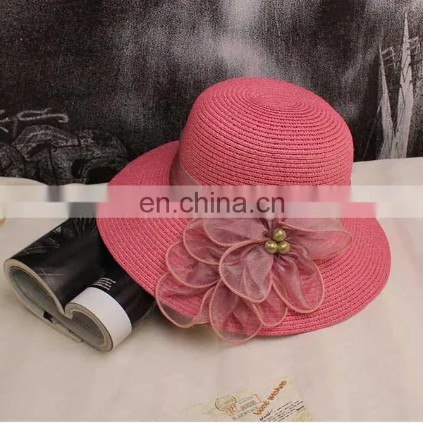 Dome Sunshade Hat Fashion Flower Yarn Straw Hat