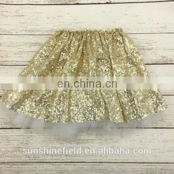 Gold Shirt Birthday Outfit Sparkle Skirt Glitter Dresses photo-2