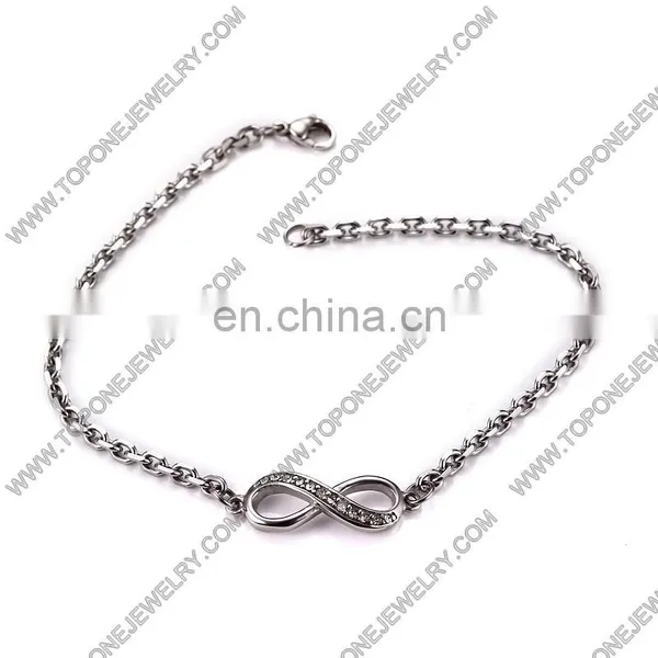 Cheap Wholesale Stainless Steel Infinity Women's Wedding Bracelets With CZ Jewelry Gifts photo-4