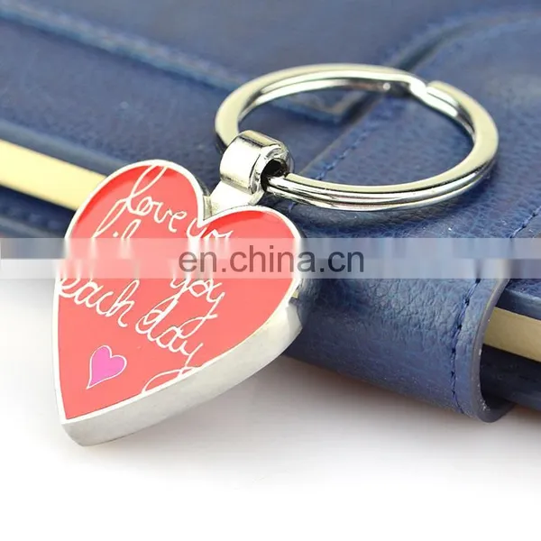 Free Sample No Minimum Promotion Cheap Custom Metal Heart Engraved Keychain photo-2