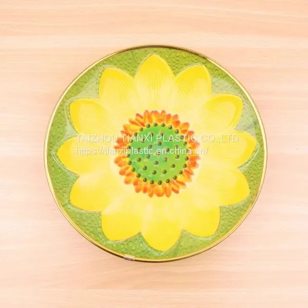 TX07 PLASTIC 3D SUNFLOWER PLATE IML PLATE FOOD TRAY CHEAP PLATE BEAUTIFUL PLATE photo-3