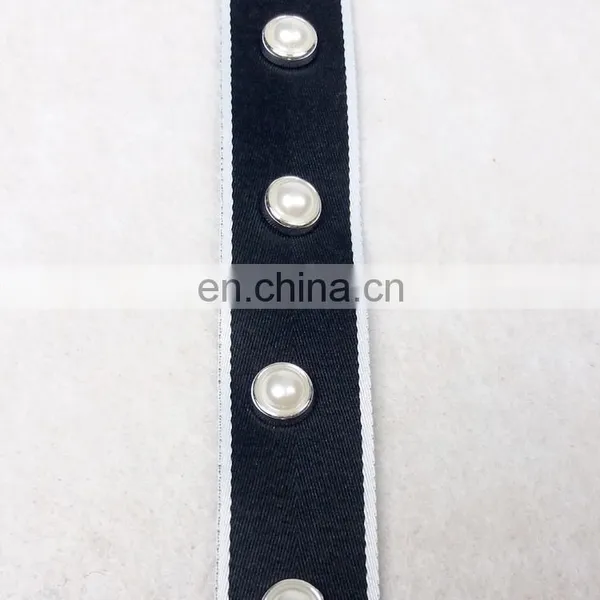 Hanmade Items Beaded Pearl Rivet Ribbon Trim for Dresses Decoration photo-5